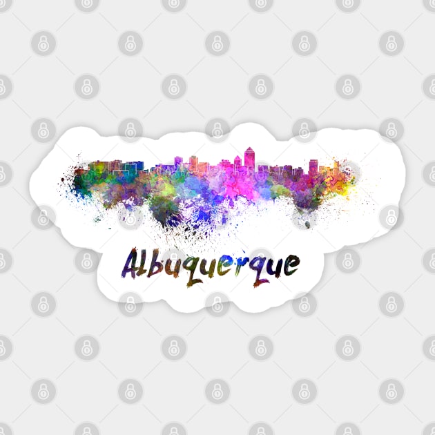 Albuquerque skyline in watercolor Sticker by PaulrommerArt